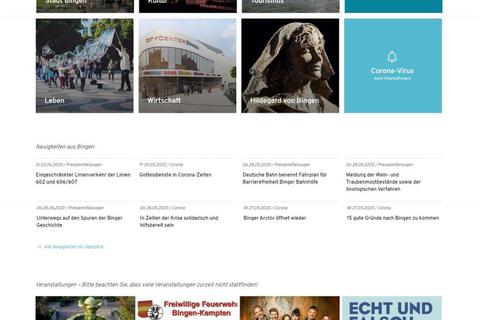 Technisch und inhaltlich generalüberholt zeigt sich der neue Online-Auftritt der Stadt Bingen.Bildschirmfoto: Stadt Bingen 