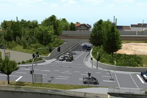 So soll die neue Bahnunterführung der B420 in Nierstein eines Tages aussehen. Grafik: LBM