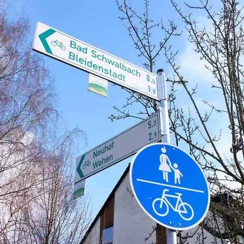 Ein Pluspunkt des Radwegenetzes in Taunusstein sind die Wegweiser, so eine Erkenntnis der Studierenden.