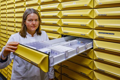 Julia Sachse, Leiterin der Phoenix Apotheke An der Goldgrube, steht zurzeit oft vor vielen leeren Fächern.