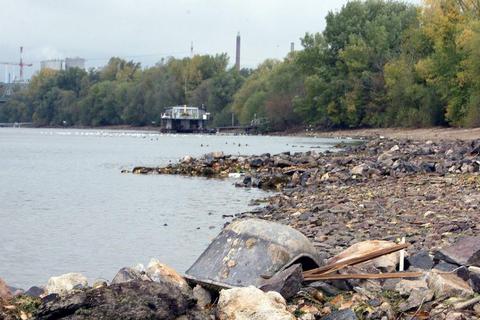 Ob Plastik oder Blech, Niedrigwasser bringt es an den Tag: Im Rhein treibt viel Müll, der dann irgendwann auch in der Nordsee landet. Archivfoto: hbz/Jörg Henkel