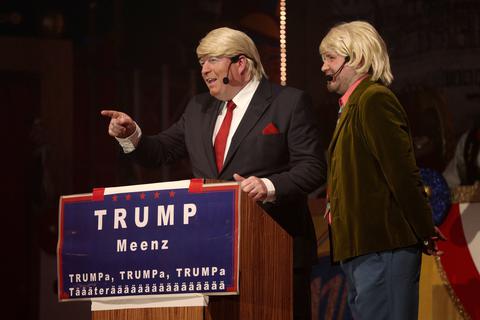 Mit dabei : Thomas Becker und Frank Brunswig mit ihrer Nummer: "Der Bruder von Trump", Foto: hbz / Stefan Sämmer