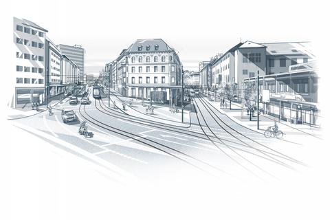 Erweiterung des Mainzer Straßenbahnnetzes: So könnte der Lückenschluss in der Binger Straße zwischen Alicenplatz und Münsterplatz aussehen.