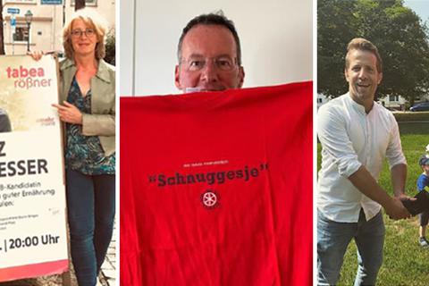 Die Mainzer OB-Kandidaten Tabea Rößner, Nino Haase und Michael Ebling befüllen fleißig ihre Kanäle in den Sozialen Medien. Screenshots: VRM