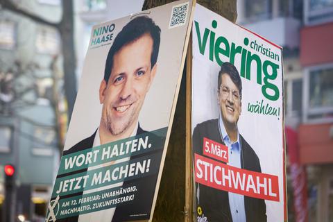 Der parteilose Nino Haase und Christian Viering von den Grünen stehen sich am 5. März bei der Stichwahl gegenüber.