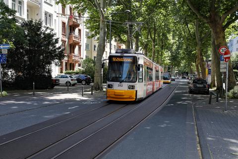 In wenigen Jahren soll der Bau einer neuen Straßenbahnstrecke durch Mainz beginnen. Eine Option ist eine Trassenführung durch die Hindenburgstraße. Fotomontage: Sascha Kopp