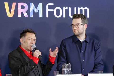 Martin Malcherek (links) und Marc Engelmann beim OB-Forum. 