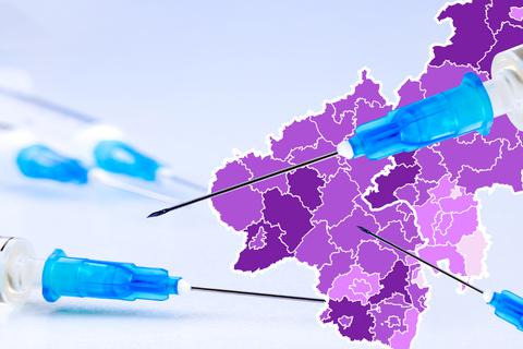 Wie viele Menschen gegen Covid-19 geimpft wurden, unterscheidet sich regional deutlich. Foto: weyo - stock.adobe, Bildmontage: VRM