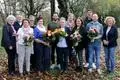 Vorsitzende Gerhild Hoos-Jacob mit den Jubilaren und Leitungskräften: (von links) Otto Bäuscher, Steffi Diehl, Birgit Lotz, Johanna Rödiger, Marc Simon, Silke Yalili, Maike Post, Christiane Hill-Weinhard, Thomas Rudolph, Mike Weber und Claudia Blum.