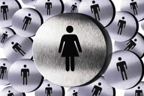 Piktogramme von Frau und und Männern, Symbolbild Frauenquote | Verwendung weltweit, Keine Weitergabe an Wiederverkäufer.
