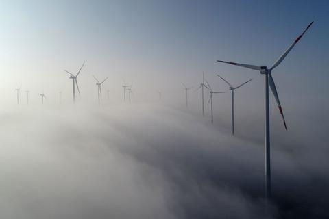 Mithilfe riesiger Windräder wird Strom generiert.