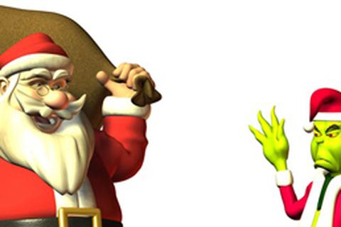 Würden wohl nicht zusammen in den Urlaub fahren: der Weihnachtsmann (l.) und der Grinch. Foto: Winne - Fotolia