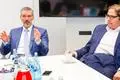 In Darmstadt sprechen Daniel Neumann (links), Direktor der Jüdischen Gemeinden in Hessen, und Abdassamad El Yazidi, Generalsekretär des Zentralrats der Muslime in Deutschland, miteinander.