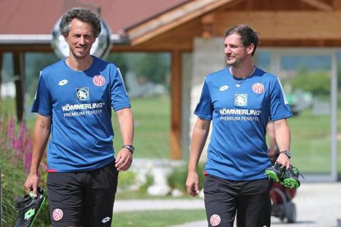 Jan-Moritz Lichte (links) kam von Hannover 96, wo er zuvor das Nachwuchsleistungszentrum geleitet hatte. Der ehemalige 05-Spieler Michael Falkenmayer war bereits neben Sandro Schwarz in der U 23 tätig. Foto: rscp/Vignéron  Foto: rscp/Vignéron
