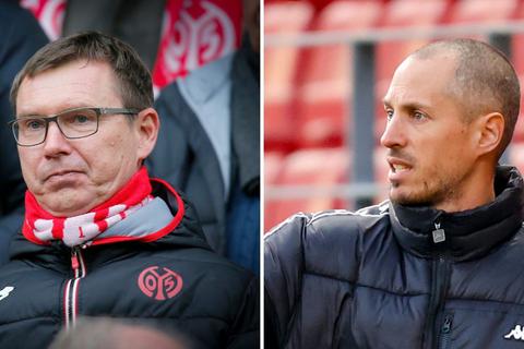Links: Stefan Hofmann, Vorstandvorsitzender Mainz 05. Rechts: Jan-Moritz Lichte, Cheftrainer. Fotos: Sascha Kopp