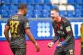 Fußball - 3. Liga - SV Wehen Wiesbaden - FSV Zwickau - 01.04.23,
Jubel nach dem 4:3 - Brooklyn Kevin Ezeh (SVWW #37)/ Max Reinthaler (SVWW #15),

- Foto: Corinna Beck/rscp-photo
