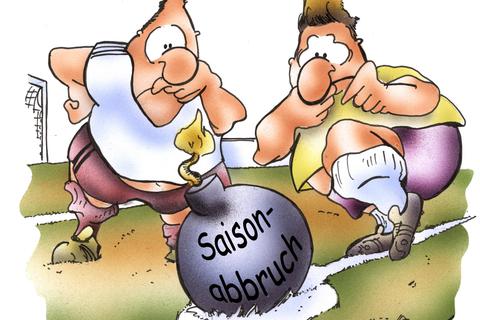 Droht den Amateurfußballern der Abbruch als tickende Zeitbombe? Karikatur: Heinrich Schwarze-Blanke