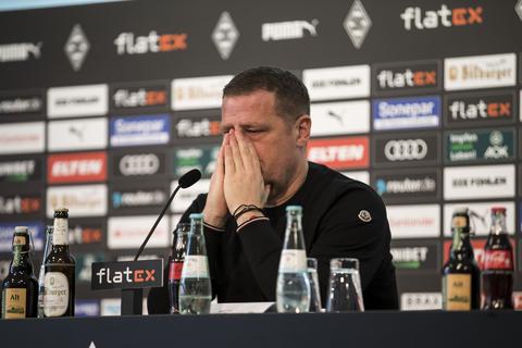 Borussia Mönchengladbachs Sportdirektor Max Eberl erklärt seinen Rücktritt aus gesundheitlichen Gründen. Foto: dpa